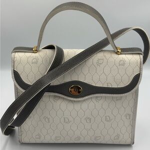 Vintage Dior Green and White print tote